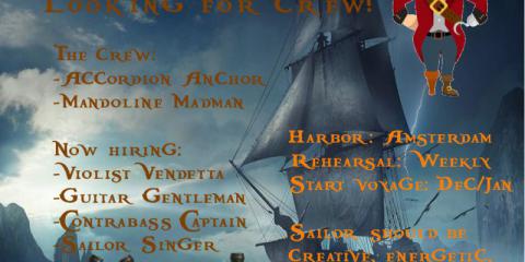 Startende Pirate/Pirate Folk band opzoek naar Viool, Contrabas, Zang